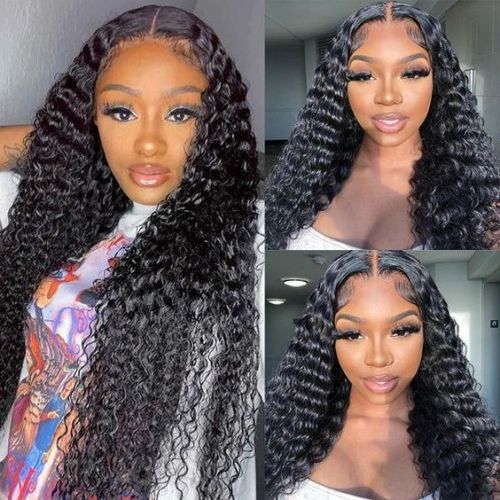 Transparent lace water wave human hair wig, European and American real human hair wigs, Xuchang