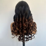Highlight Ombre Lace Front Wig Human Hair Cross-border Front Lace Elastic Curl