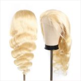 European and American wigs made of real human hair for women, 4x4 lace front, 613 color straight hair, body wave, foreign trade cross-border wholesale