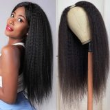 European and American wigs made of real human hair for women, V-shaped real human hair wigs, kinky straight wigs, in stock for cross-border sales