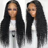 180% density 13*4 water wave lace front human hair wig curly long wavy hair