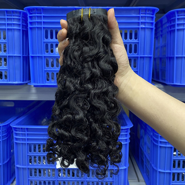 6-piece set of real human hair clip-in wigs, Burmese curls clip-in hair, one-piece wig