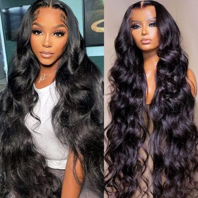 13*4 lace human hair wig wholesale natural black big wavy wig hot-selling in European and American foreign trade BODY