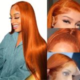 Straight Ginger Orange Lace Front Wig Human Hair