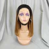Bone Straight Lace Frontal Wig Short Bob 1b/30 Human Hair