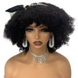 100% human hair Fringe Curly Bob 300%density Short Curly Bob