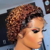 13*1 Brazilian Pixie Curly with Ear-to-Ear T lace Human Hair