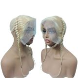 European and American wigs made of real human hair for women, 613 color, 13x4 front lace braid, 2 braid, foreign trade cross-border wholesale