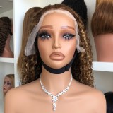 180% jerry curl piano color human hair wig with highlights JC foreign trade wig
