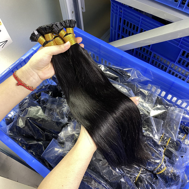 In-stock flat tip human hair extensions for women, invisible and seamless real human hair wigs