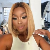 Kim Closure 2*6 straight Bob Middle part 100% human hair wig