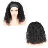 European and American wigs made of real human hair, fully machine-made with ice silk ribbon, kinky curly fashion women's headgear, cross-border wholesale for foreign trade