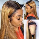 13*4frontal Straight Long Wigs 1B/27 Human hair