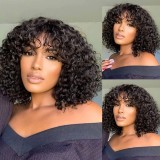 Brazilian Human Hair 300% density 10inch Fringe Curly Bob