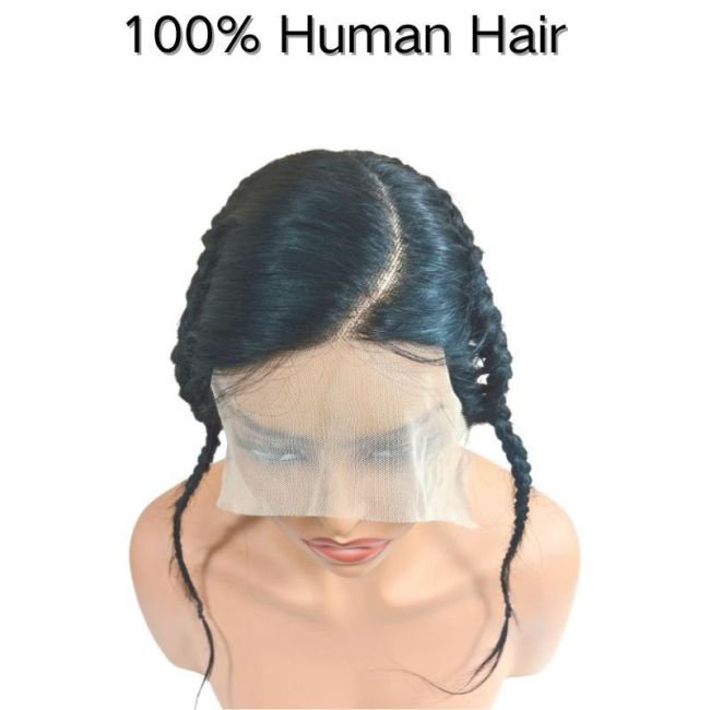 Cross-border Hollywood women's lace front wig, real human hair braided wig, real human hair, European and American stock