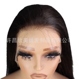 13*4 European and American real human hair HD lace wig, natural style long straight hair, wholesale cross-border exclusive, wigs hot sale