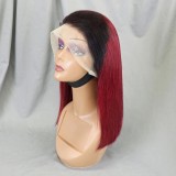 Bone Straight Lace Frontal Wig Short Bob 1B/99J Human Hair