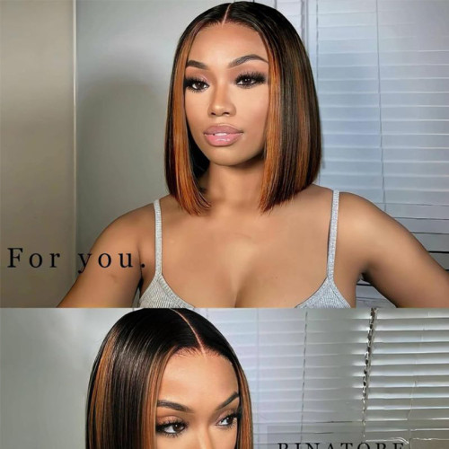 5X5 Highlight Lace Front 1B/30 human hair wig