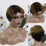 100% Human Hair Short Deep Wave wig Fashion Style