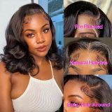 European and American wigs made of real human hair, 4x4 lace front, middle-parted body bob, pre-curled wig, foreign trade cross-border wholesale