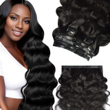 In-stock real human hair wigs, PU clip-in hair extensions for women, seamless clip-ins, human hair, foreign trade wigs