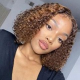 10A Highlight Piano 4/27 Curly Bob 13*4 Human Hair Wig