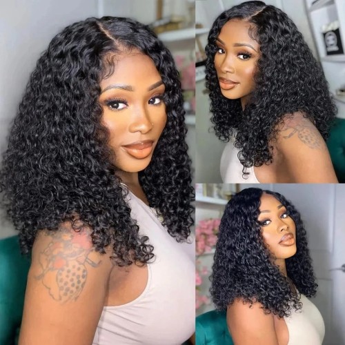 4*4 Closure wave curly Wig 250%density Indian Original Human