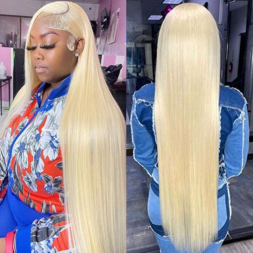 European and American cross-border 13*4 large lace golden 613 full human hair wig, hot-selling in foreign trade, in stock in Xuchang