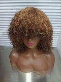 12AVietnamese hair HighlightWater curlyPiano fringebangs wig