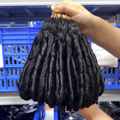 European and American cross-border crochet human hair wigs with chopstick curls for women