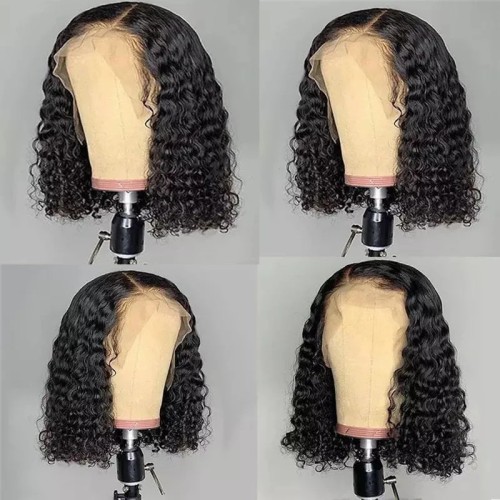 12A 13*4  Frontal Deep Curly Bob 200% density Indian Hair