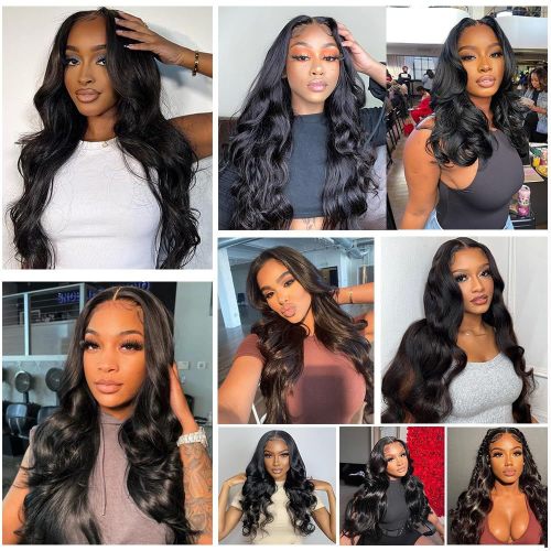 Glue-free body wave wig 4*4 lace large wave human hair wig, foreign trade style