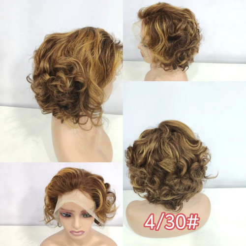13*4frontal Loose wave Short Wig Human hair Bob wig