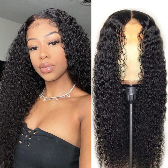 European and American wigs made of real human hair, 4x1 T-part front lace curly wigs, headgear for foreign trade and cross-border wholesale
