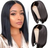 12A Brazilian Straight Bob 4*4 Closure Lace Wig Human Hair Wig