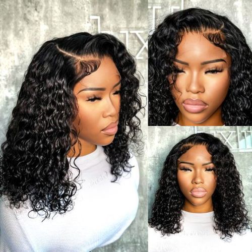 Cross-border lace front short women's curly hair wig, fluffy, natural, fashionable, full wig, water wave, European and American style, 13*4
