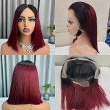 12A Vietnamese hair 13*4frontal Bone straight Bob 200%densit