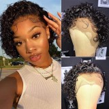 13*1 Brazilian Pixie Curly with Ear-to-Ear T lace Human Hair