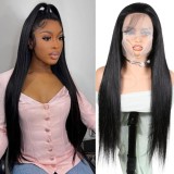 Wig made of real human hair with 13X4 lace front, straight hair, women's wig, foreign trade cross-border wholesale women's wigs