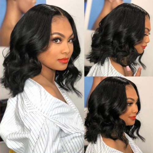European and American wigs made of real human hair, T-part lace body bob wig, real human hair headpiece, cross-border foreign trade wholesale