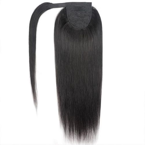 100% Human hair extentions ponytail straight Wrapped Around