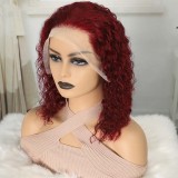 10A Burgundy 99j Deep Wave Bob 13*4 Frontal Ear To Ear Wig
