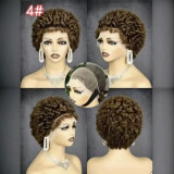 13*4 frontal Afro Kinky curly Short  wigs 100% human hair