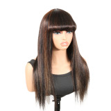 Real human hair Highlight Ombre 1B/30 Black Brown straight with bangs