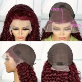 13*4HD transparent lace 99J burgundy human hair frontal wome
