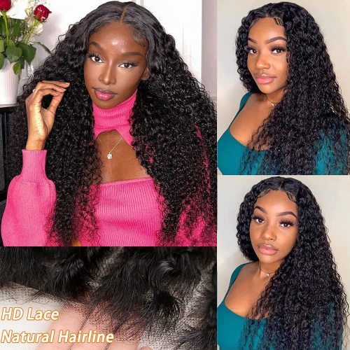 13*4 front lace foreign trade human hair wig, kinky curly long curly hair human hair wigs