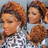 Realistic wig European and American pixie 13*1 lace front short curly hair wig