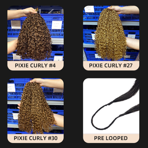 Real human hair crochet extensions pixie curly crochet human hair European and American cross-border wigs