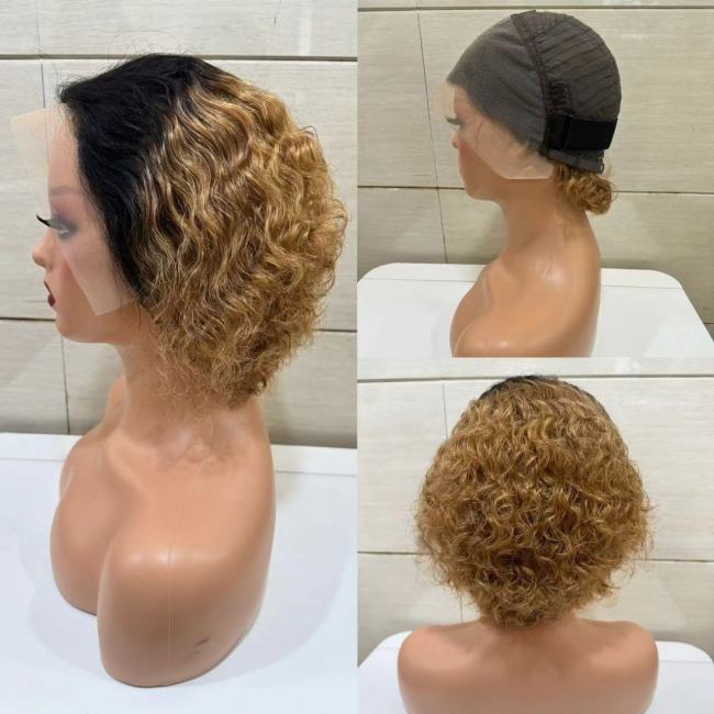 13*4 frontal pixie water Bob  100% Brazilian human hair