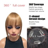 French air bangs real hair wig#6/#2/#4p613 TOPPERS seamless hairpiece for the top of the head